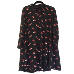 [ZARA] Thin button down mini dress car print XS